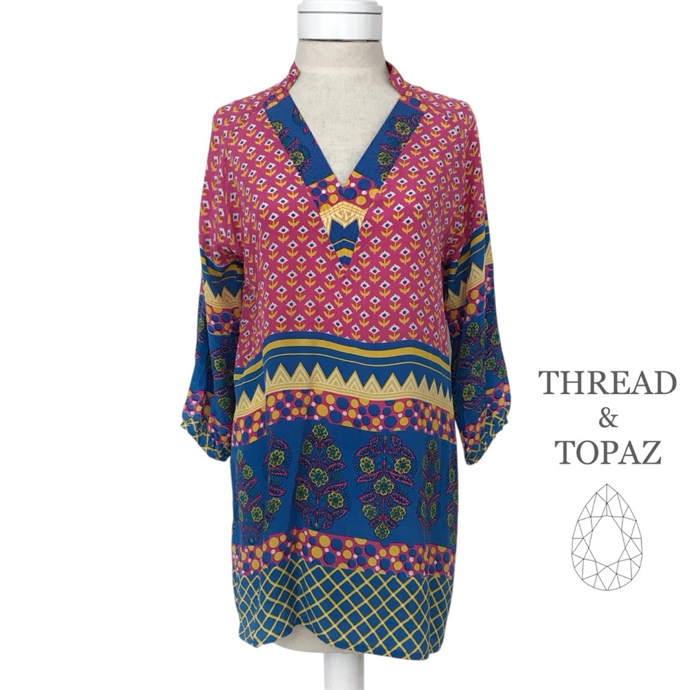 Silk Tolani Anthropologie Colorful Boho Tunic XS